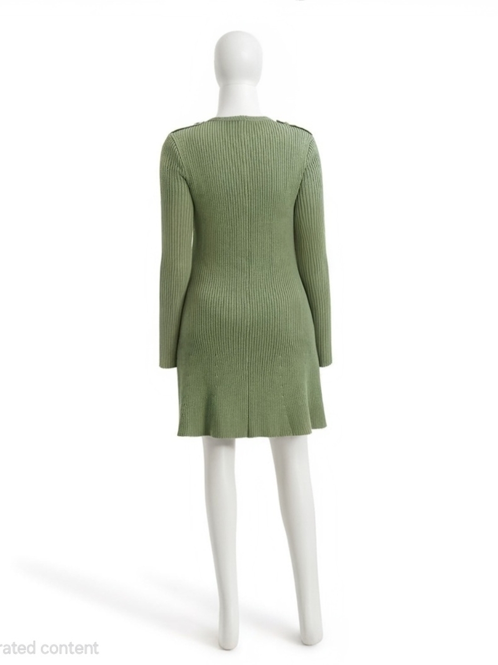 French Connection Olive Ribbed Short-Sleeve Button-Front Midi Dress